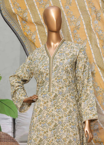 Bin Saeed Fabric - NSM-0135-PR R1-4- 3 Piece Printed Stitched Suit