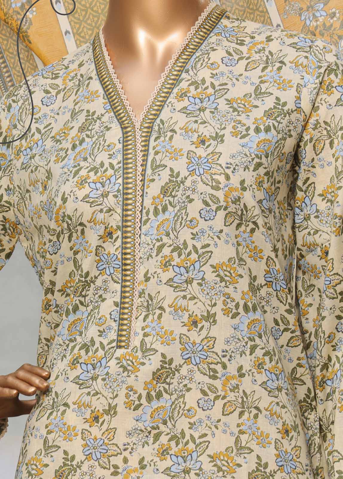 Bin Saeed Fabric - NSM-0135-PR R1-4- 3 Piece Printed Stitched Suit