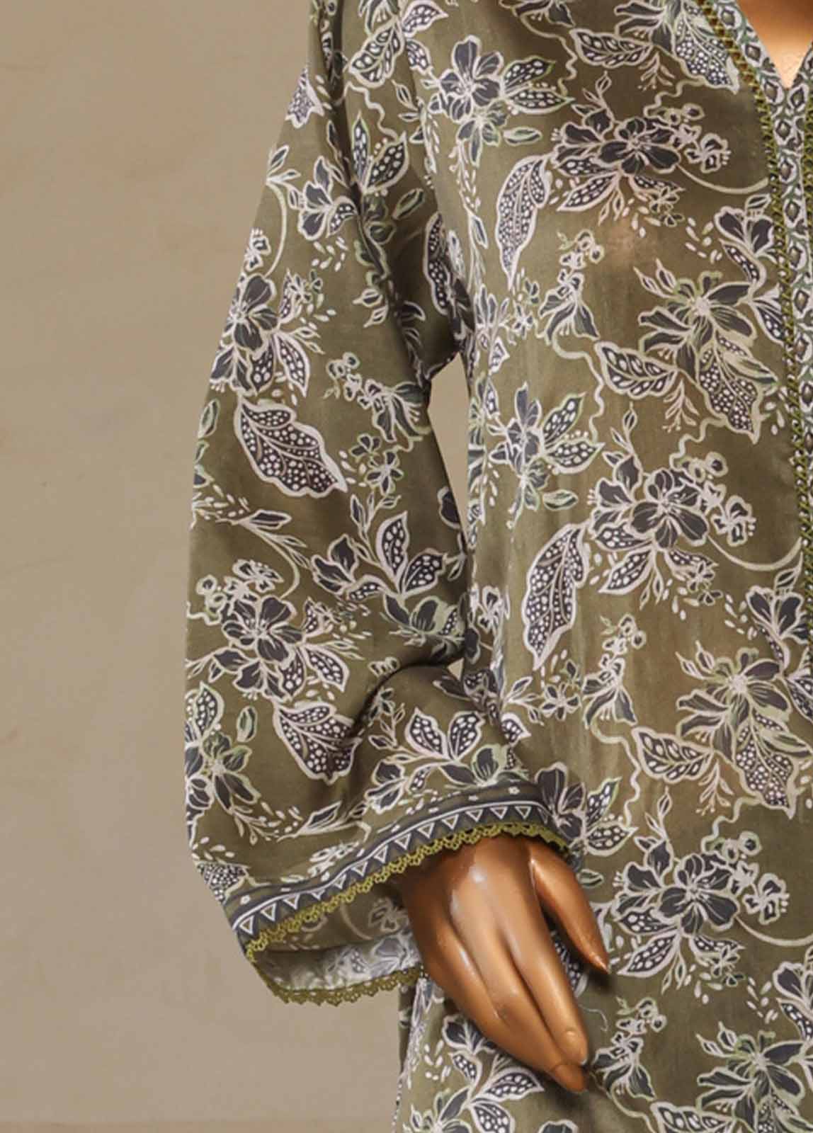Bin Saeed Fabric - NSM-0141- 3 Piece Printed Farshi Shalwar Suit