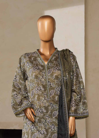 Bin Saeed Fabric - NSM-0141- 3 Piece Printed Farshi Shalwar Suit