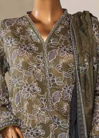 Bin Saeed Fabric - NSM-0141- 3 Piece Printed Farshi Shalwar Suit