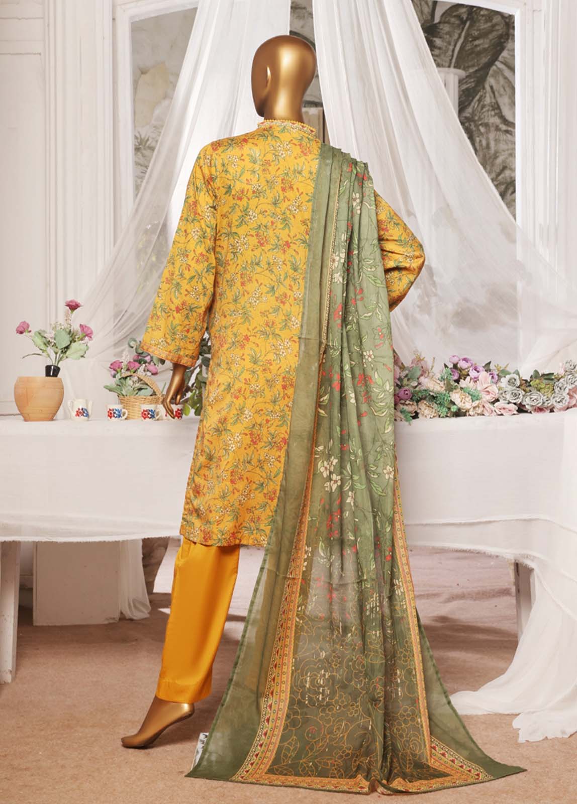 Bin Saeed Fabric - NSM-0142- 3 Piece Printed Stitched Suit