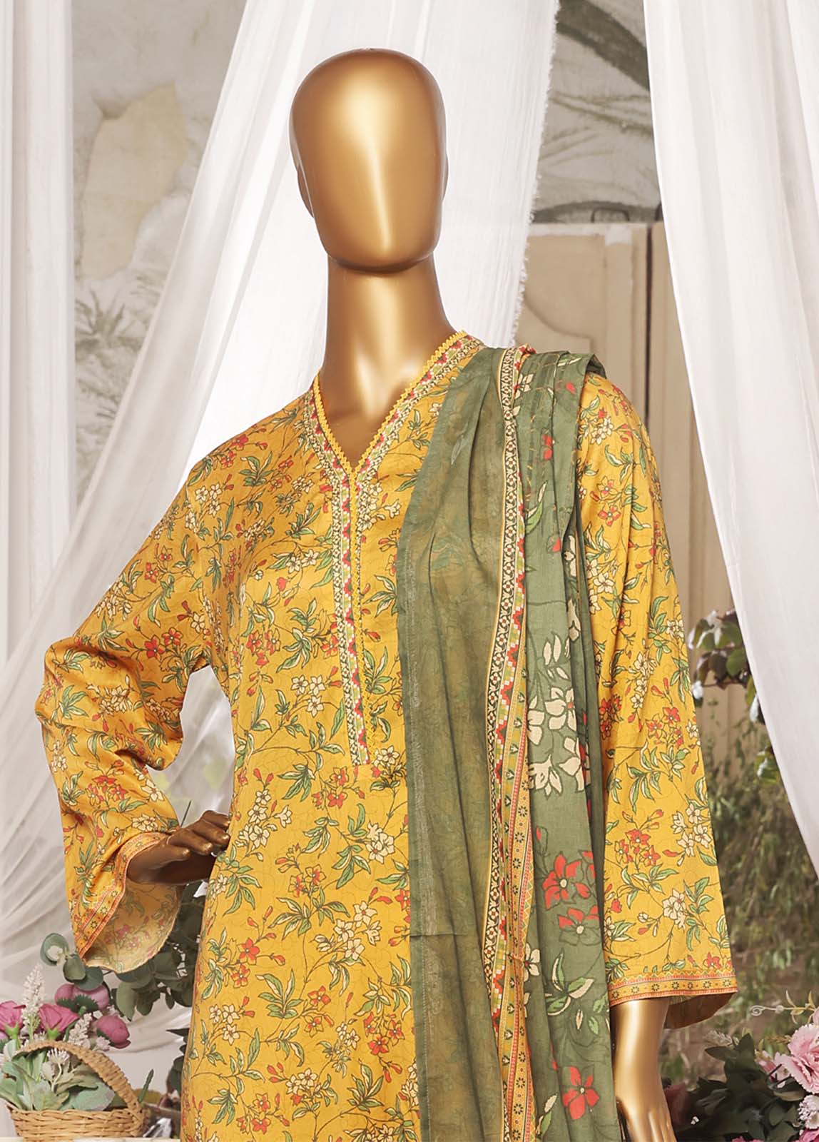 Bin Saeed Fabric - NSM-0142- 3 Piece Printed Stitched Suit