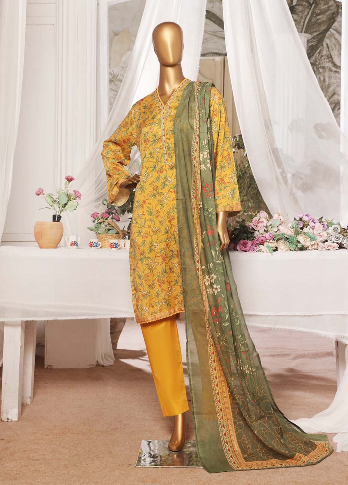 Bin Saeed Fabric - NSM-0142- 3 Piece Printed Stitched Suit
