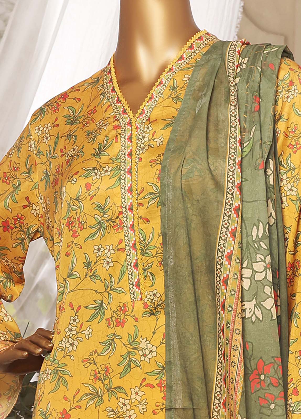 Bin Saeed Fabric - NSM-0142- 3 Piece Printed Stitched Suit