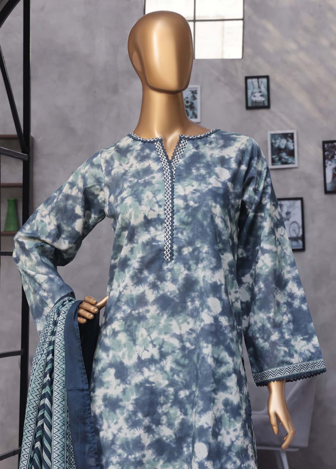 Bin Saeed Fabric - NSM-0153- 3 Piece Printed Stitched Suit