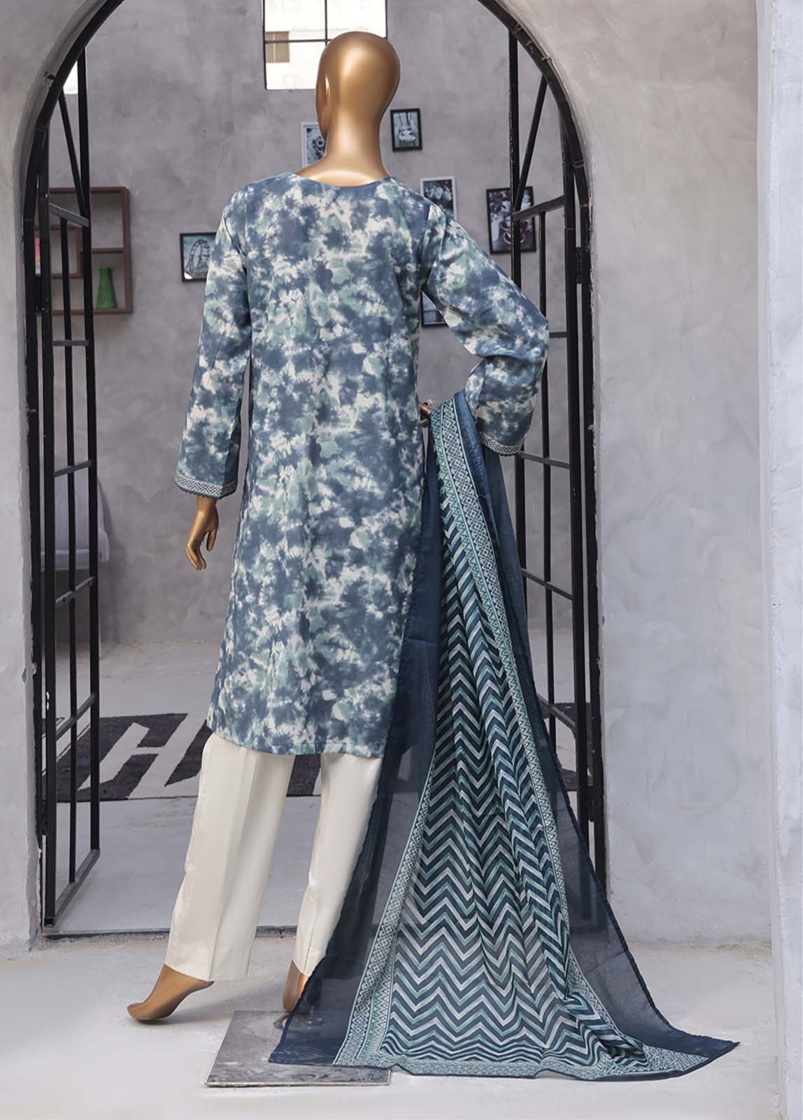 Bin Saeed Fabric - NSM-0153- 3 Piece Printed Stitched Suit