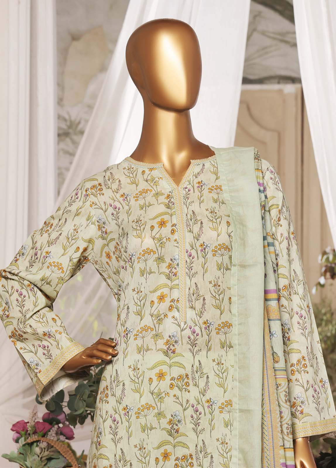 Bin Saeed Fabric - NSM-0154- 3 Piece Printed Stitched Suit