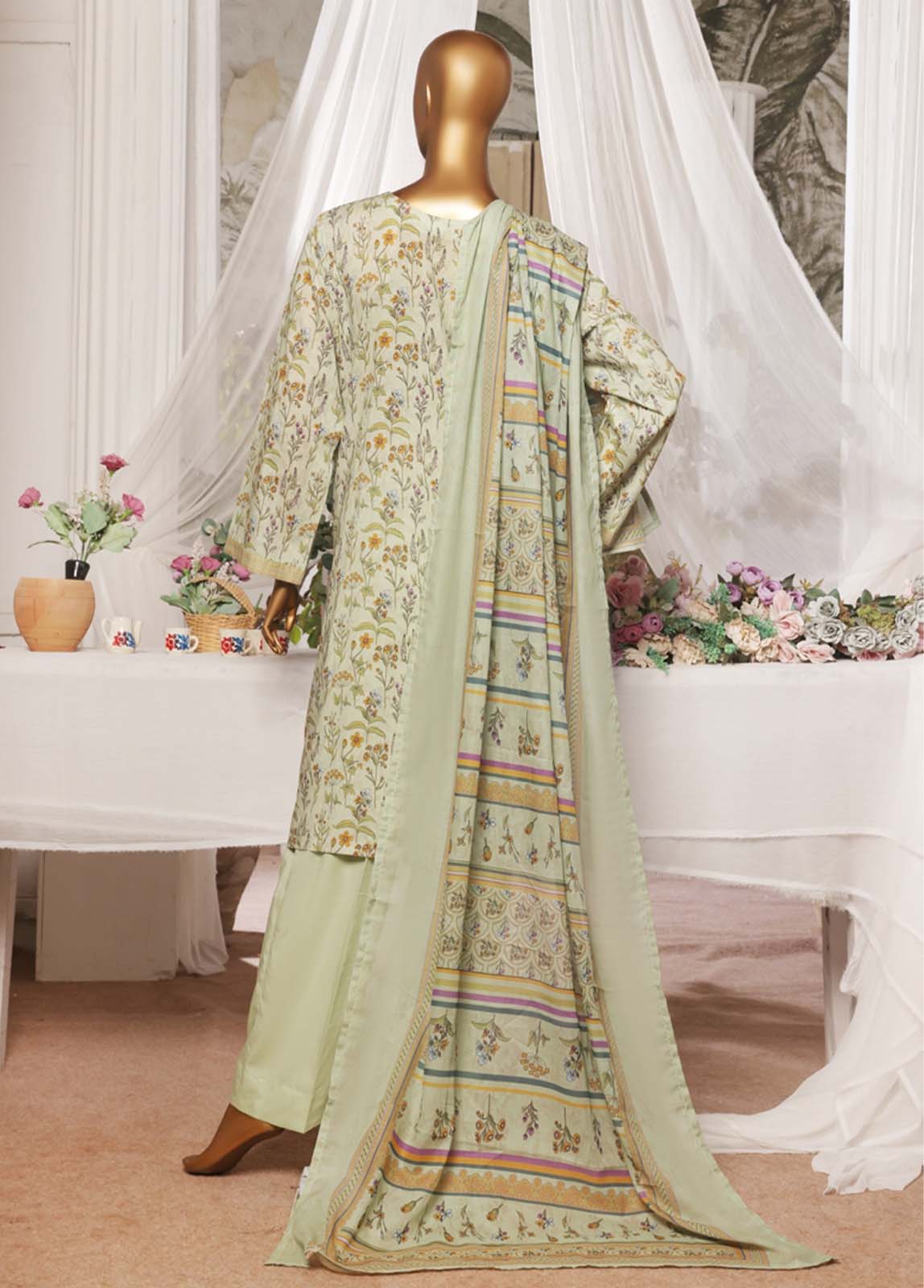 Bin Saeed Fabric - NSM-0154- 3 Piece Printed Stitched Suit