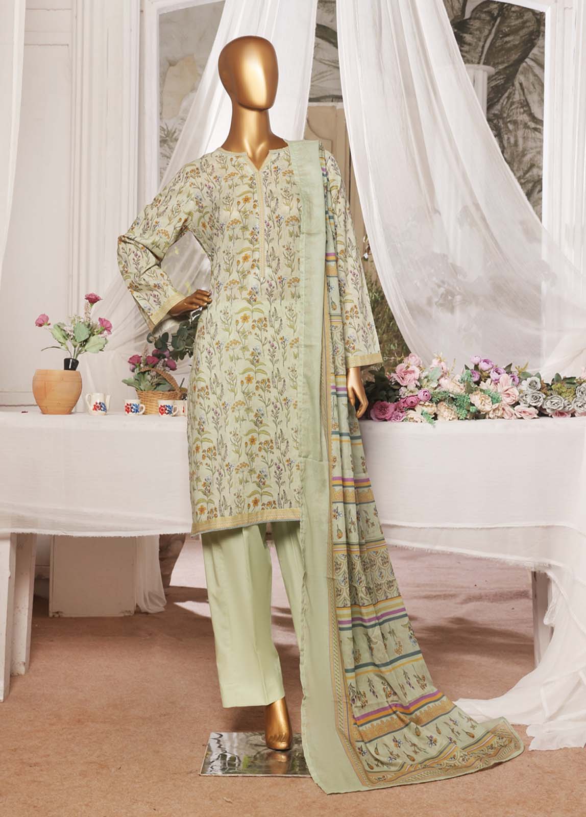 Bin Saeed Fabric - NSM-0154- 3 Piece Printed Stitched Suit