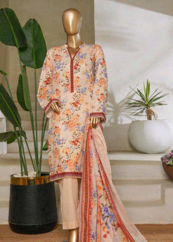 Bin Saeed Fabric - NSM-0156-PR R1-4- 3 Piece Printed Stitched Suit