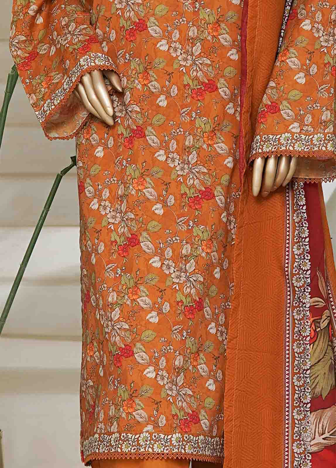 NSM-0159-PR R10-11- 3 Piece Printed Cotton Stitched Suit