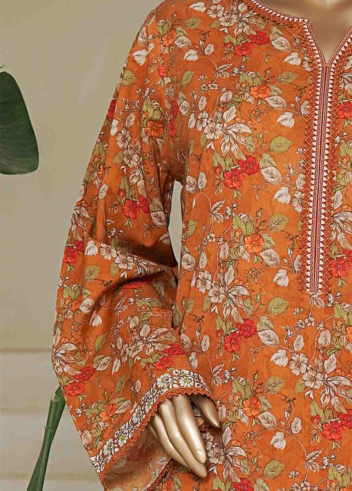 Bin Saeed Fabric - NSM-0159-PR R10-11- 3 Piece Printed Cotton Stitched Suit
