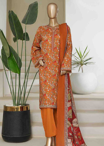Bin Saeed Fabric - NSM-0159-PR R10-11- 3 Piece Printed Cotton Stitched Suit
