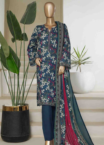 Bin Saeed Fabric - NSM-0160-PR R10-11- 3 Piece Printed Cotton Stitched Suit