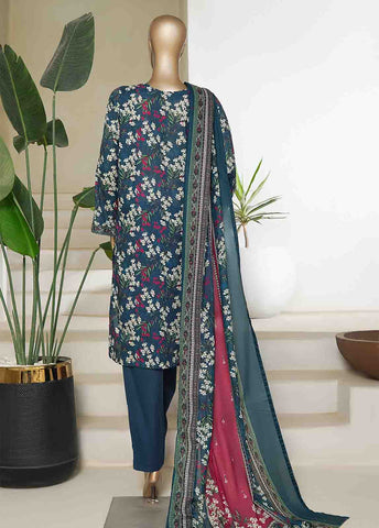 Bin Saeed Fabric - NSM-0160-PR R10-11- 3 Piece Printed Cotton Stitched Suit