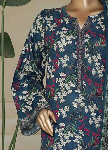 Bin Saeed Fabric - NSM-0160-PR R10-11- 3 Piece Printed Cotton Stitched Suit