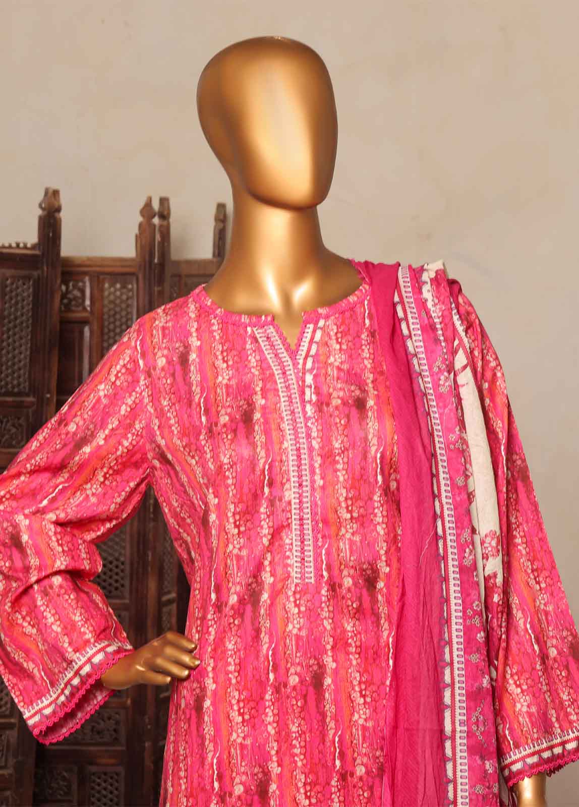 Bin Saeed Fabric - NSM-0161-PR-R2-5- 3 Piece Printed Stitched Suit