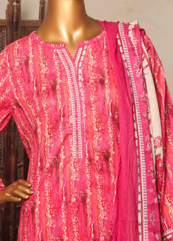 Bin Saeed Fabric - NSM-0161-PR-R2-5- 3 Piece Printed Stitched Suit