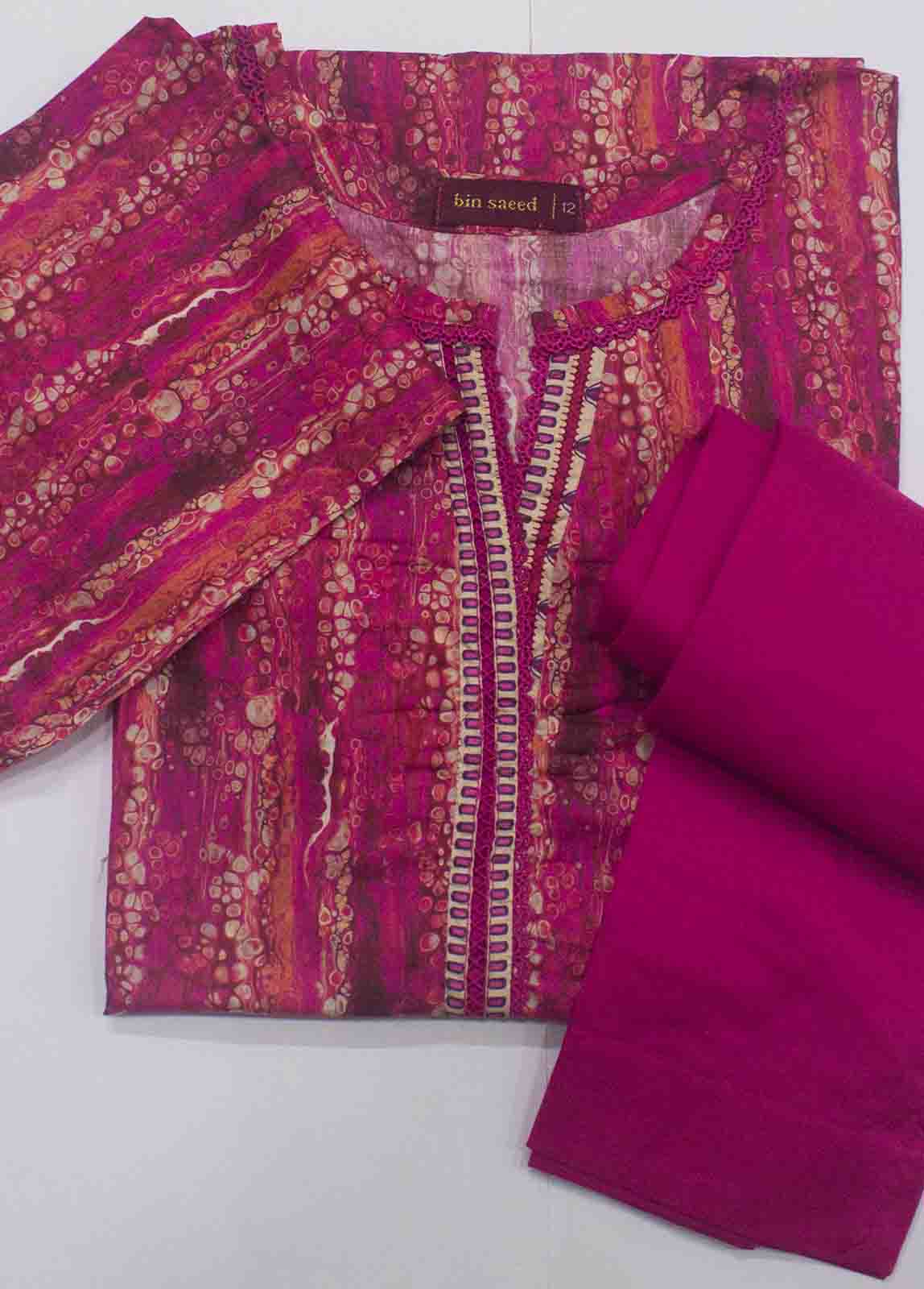 Bin Saeed Fabric - NSM-0161- 2 Piece Printed Cotton Stitched Co Ords