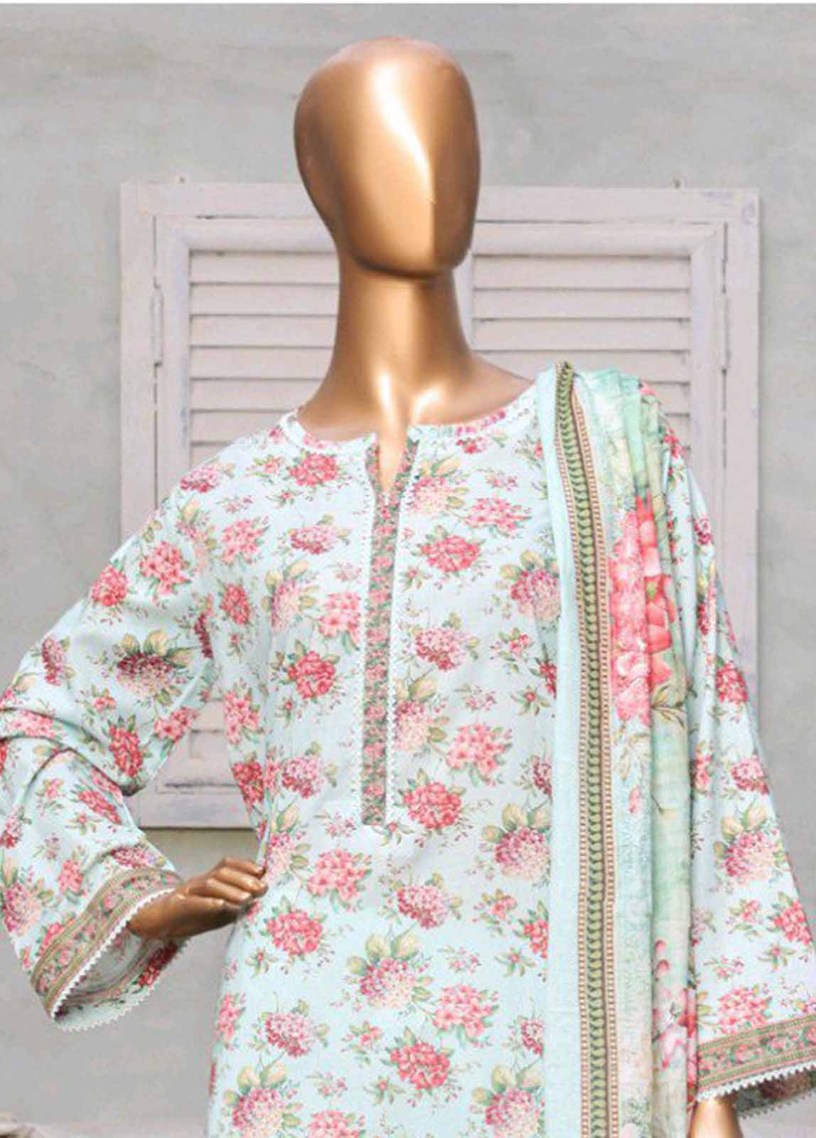 Bin Saeed Fabric - NSM-0165 R-05- 3 Piece Printed Stitched Suit