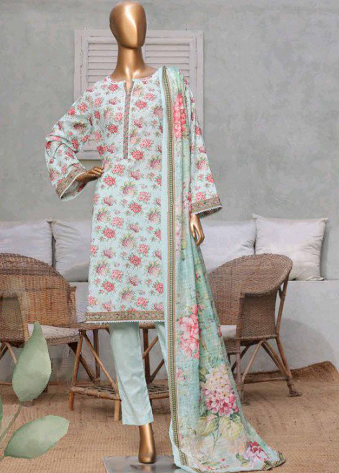 Bin Saeed Fabric - NSM-0165 R-05- 3 Piece Printed Stitched Suit