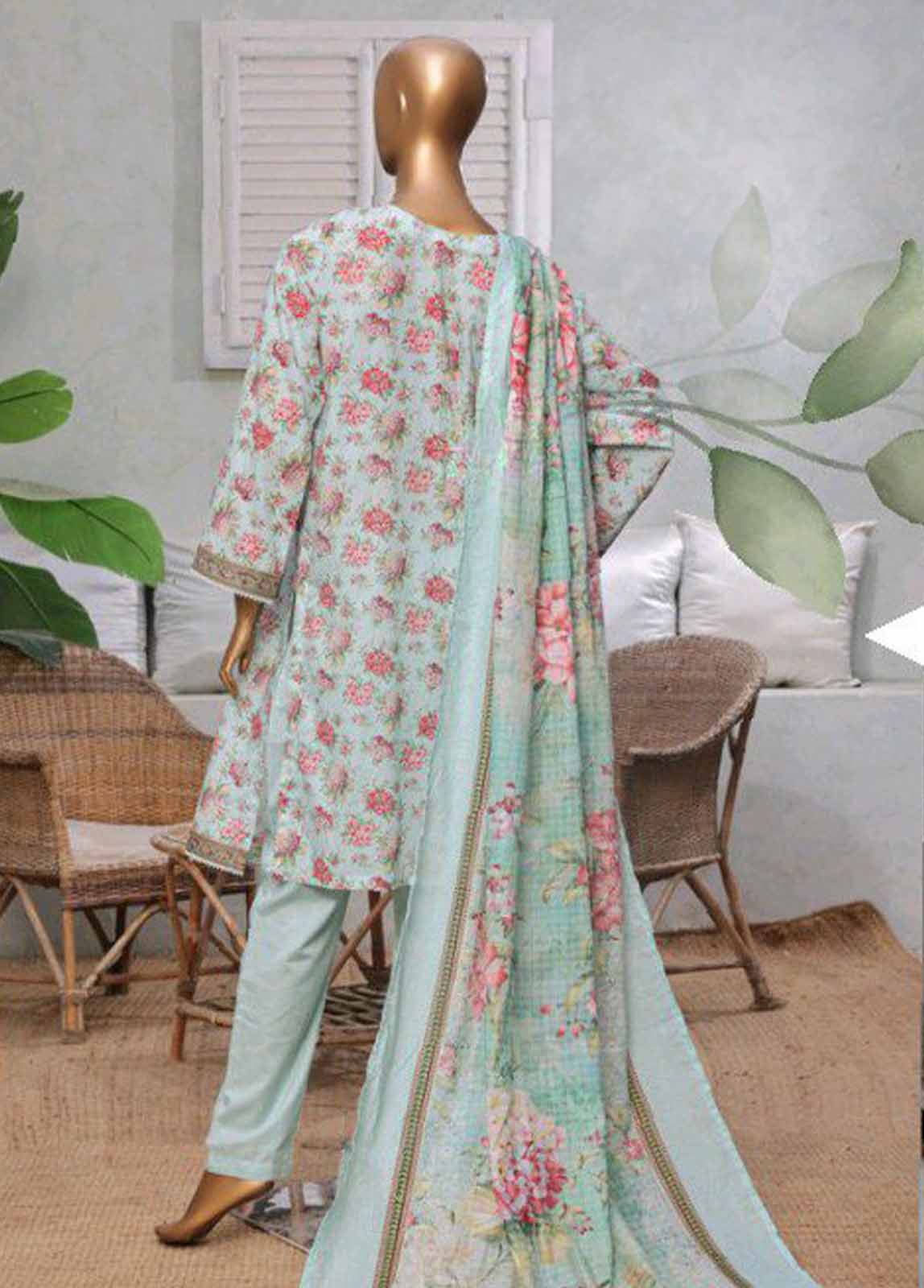 Bin Saeed Fabric - NSM-0165 R-05- 3 Piece Printed Stitched Suit