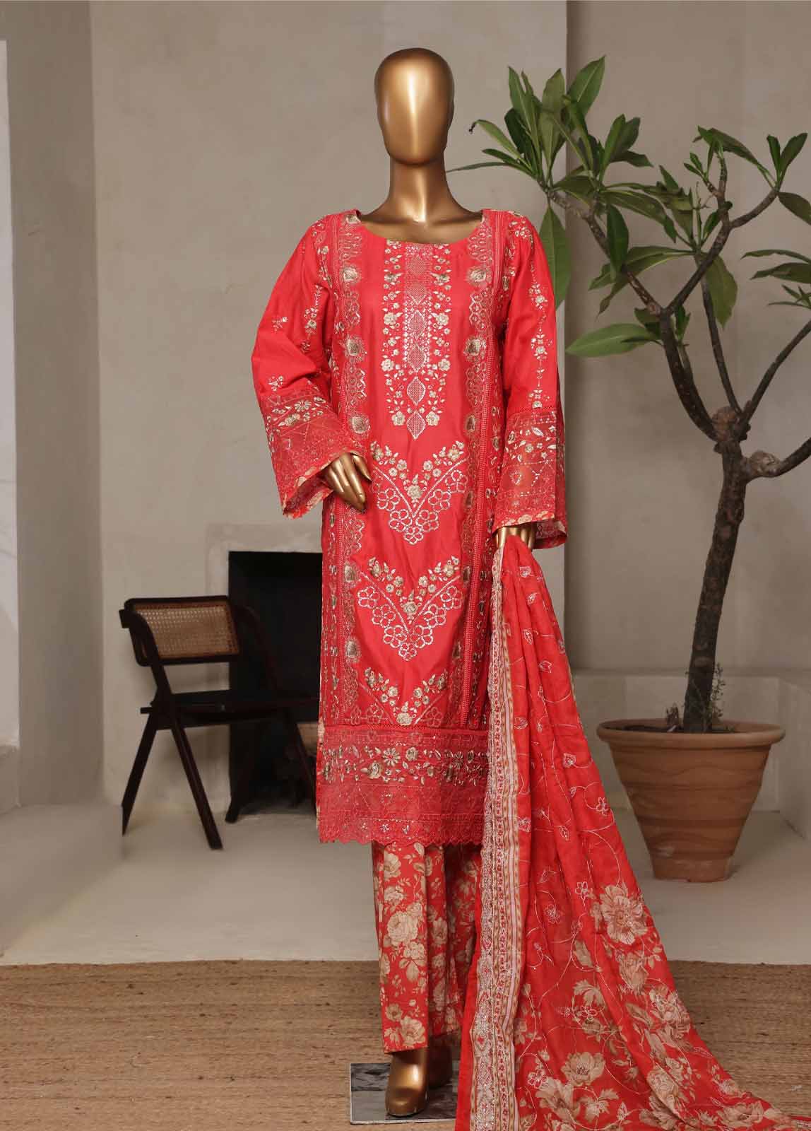 NSM-017-DEMB- 3 Piece Luxury Embroidered Stitched Suit
