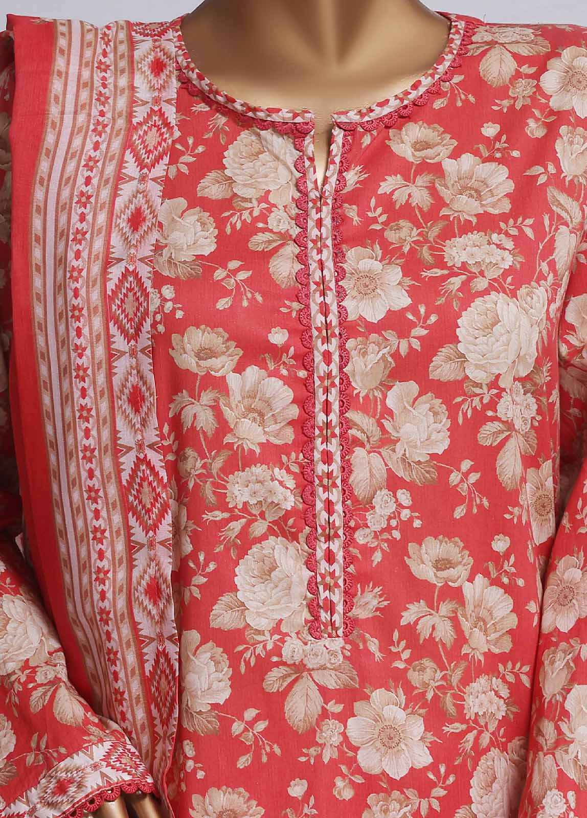 Bin Saeed Fabric - NSM-017- 3 Piece Printed Farshi Shalwar Suit