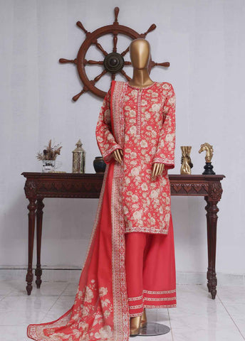 Bin Saeed Fabric - NSM-017- 3 Piece Printed Farshi Shalwar Suit