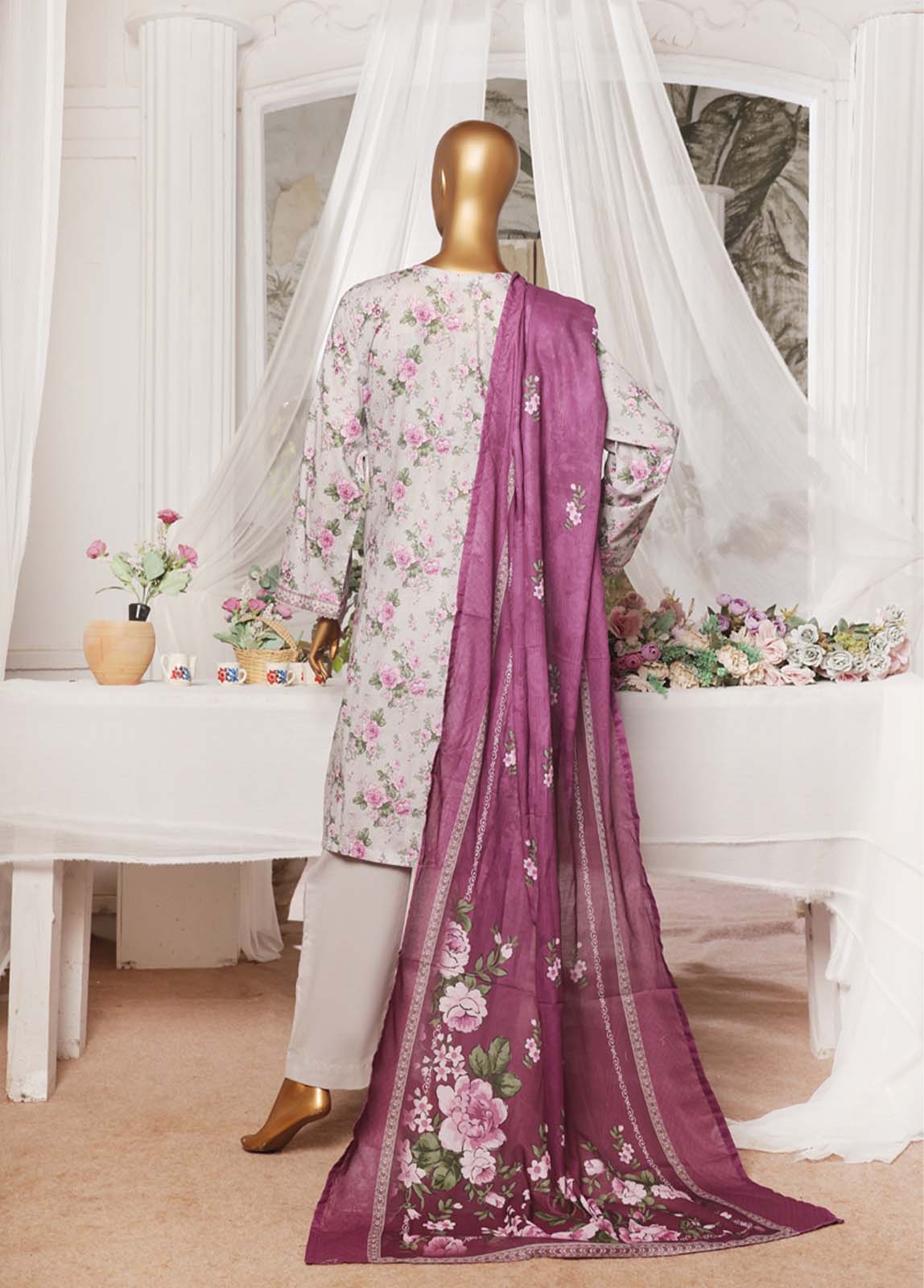 Bin Saeed Fabric - NSM-0170- 3 Piece Printed Stitched Suit