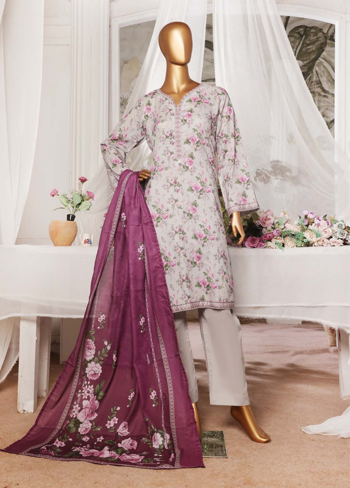 NSM-0170- 3 Piece Printed Stitched Suit