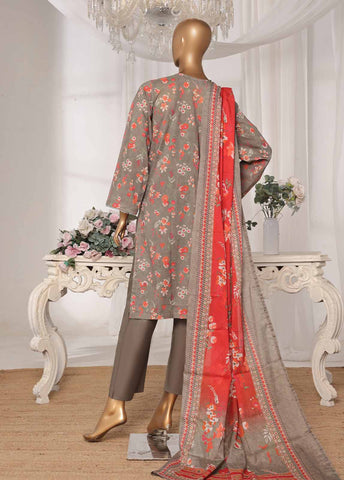 Bin Saeed Fabric - NSM-0171-PR R1-4- 3 Piece Printed Stitched Suit