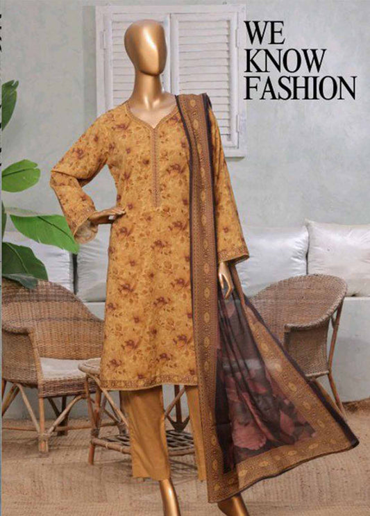 NSM-0172 R-05- 3 Piece Printed Stitched Suit