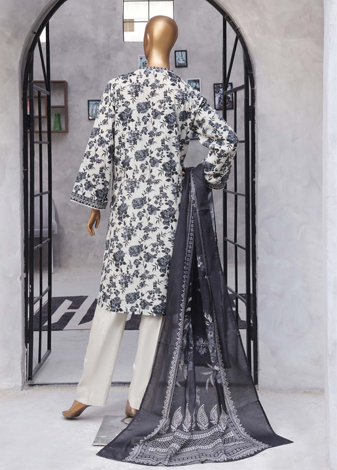 Bin Saeed Fabric - NSM-0175- 3 Piece Printed Stitched Suit