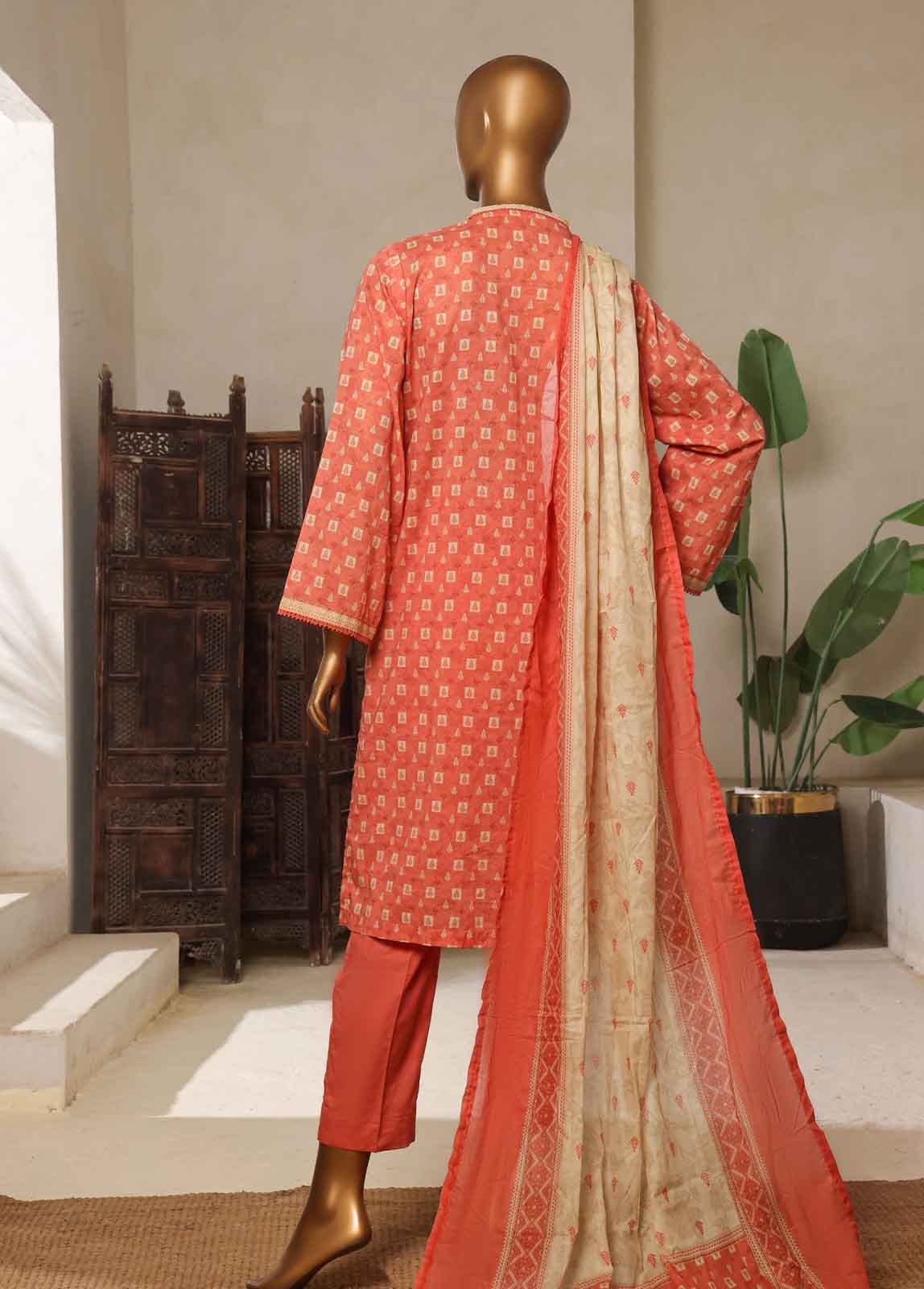Bin Saeed Fabric - NSM-0179-PR-R2-5- 3 Piece Printed Stitched Suit