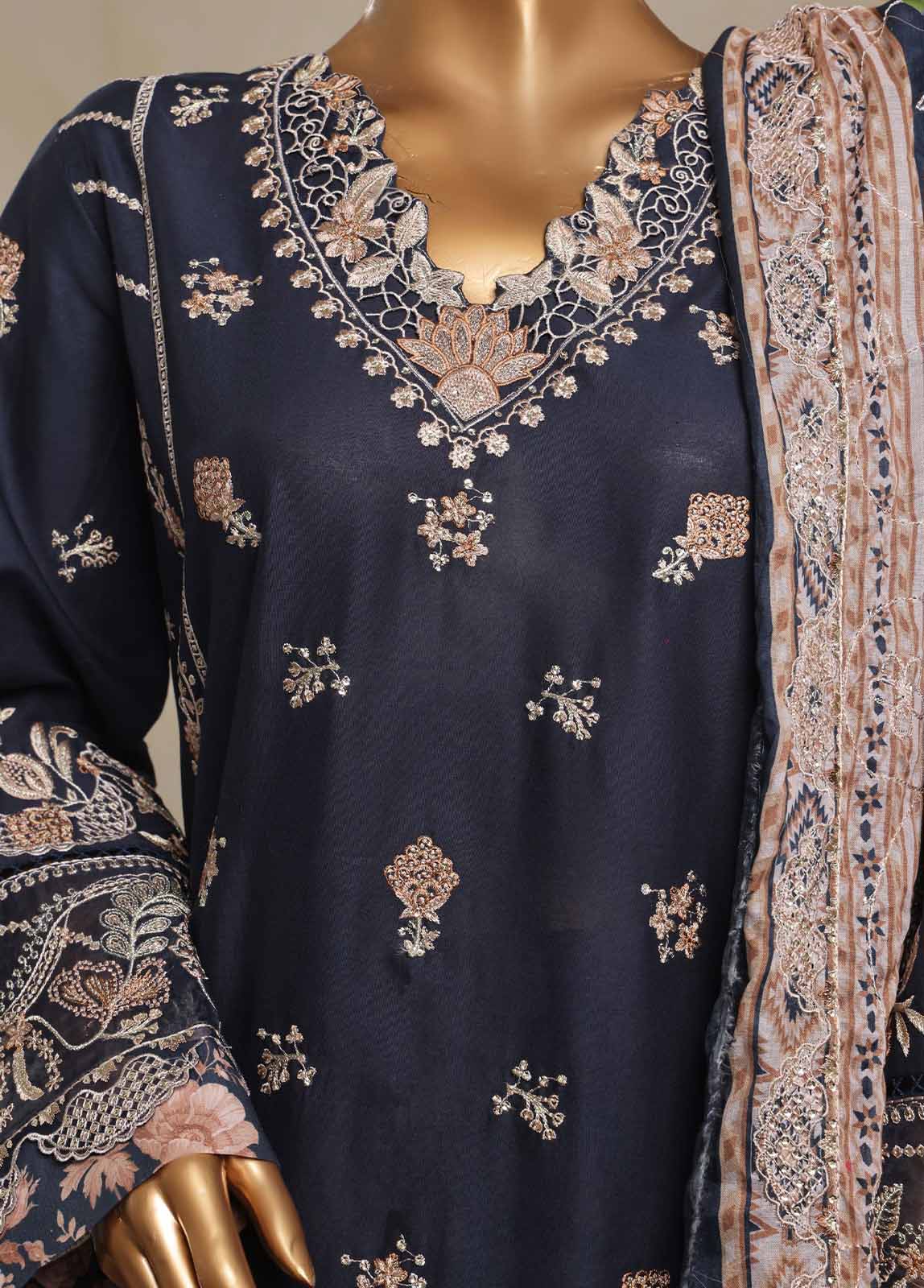 Bin Saeed Fabric - NSM-018-DEMB- 3 Piece Luxury Embroidered Stitched Suit