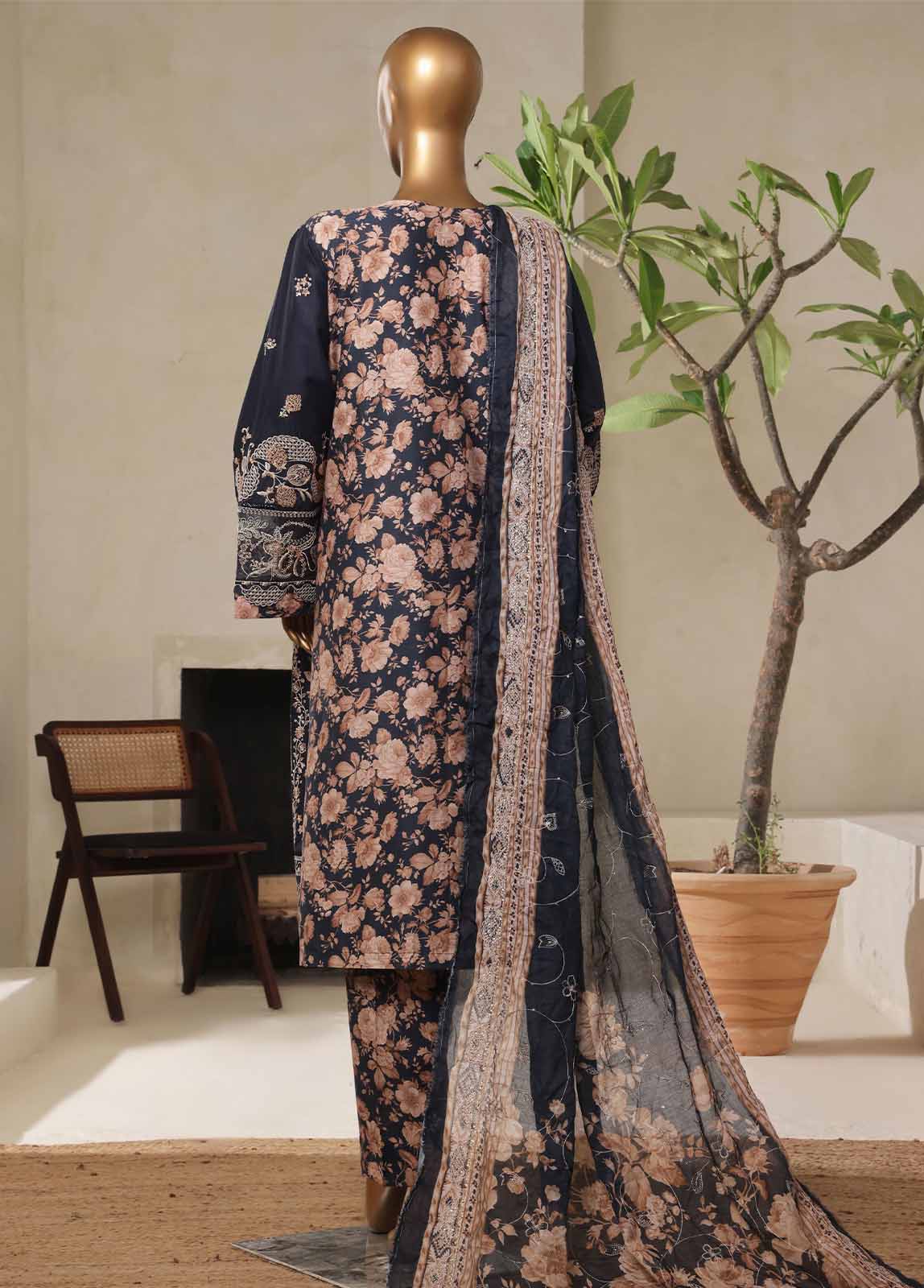 NSM-018-DEMB- 3 Piece Luxury Embroidered Stitched Suit
