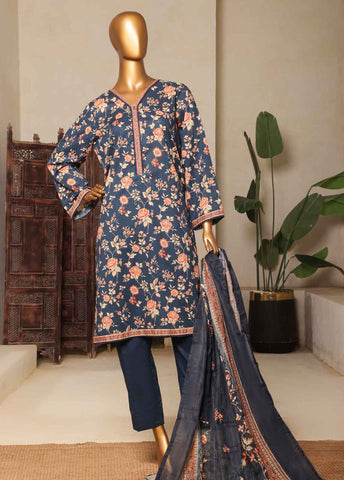 Bin Saeed Fabric - NSM-0181-PR-R2-5- 3 Piece Printed Stitched Suit