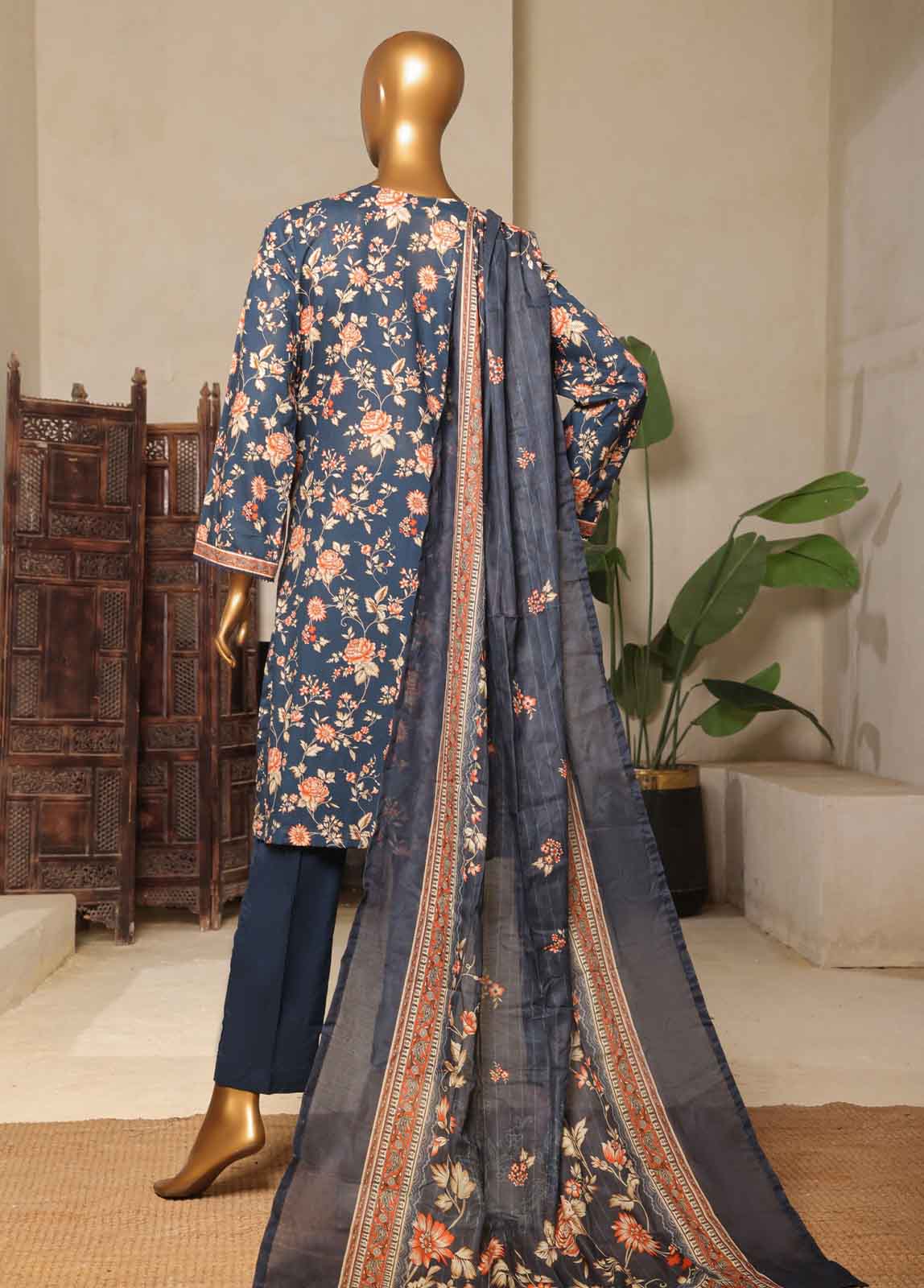 Bin Saeed Fabric - NSM-0181-PR-R2-5- 3 Piece Printed Stitched Suit