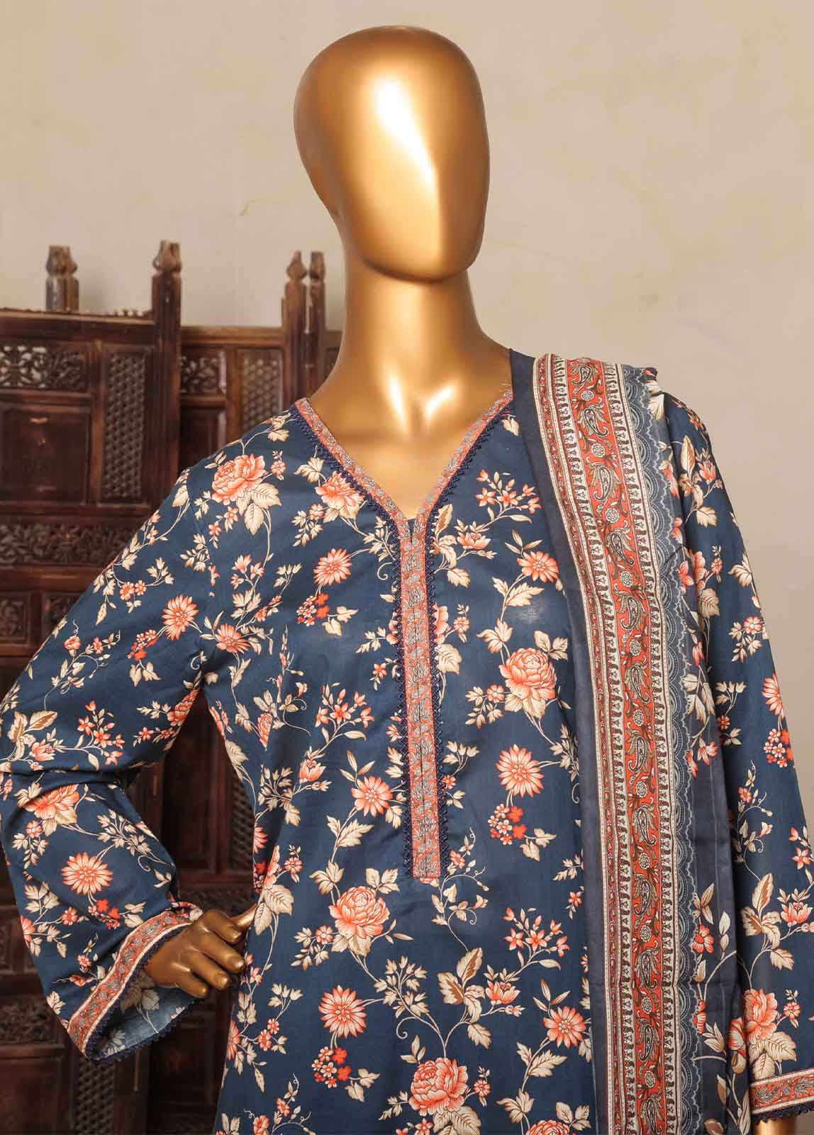 Bin Saeed Fabric - NSM-0181-PR-R2-5- 3 Piece Printed Stitched Suit