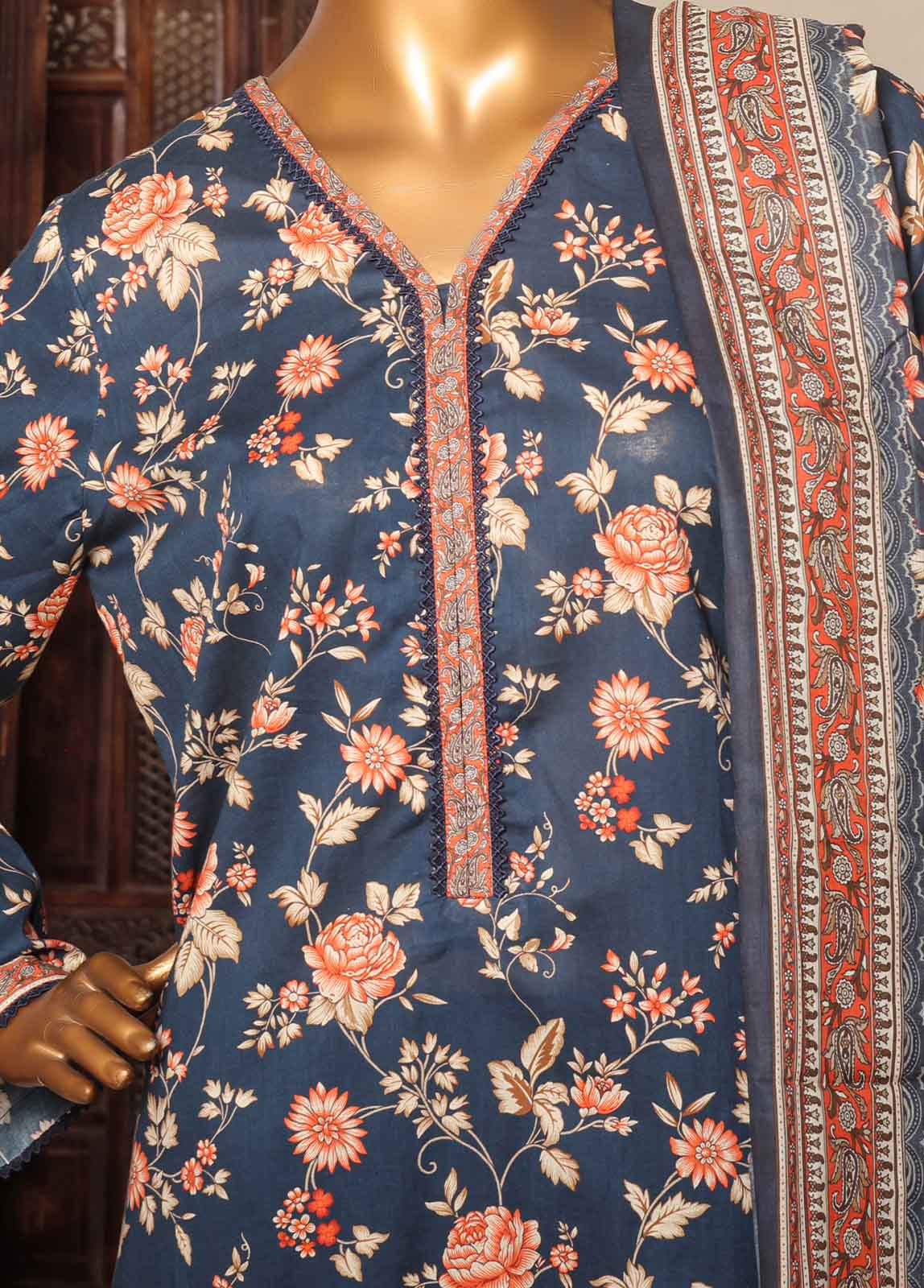 Bin Saeed Fabric - NSM-0181-PR-R2-5- 3 Piece Printed Stitched Suit