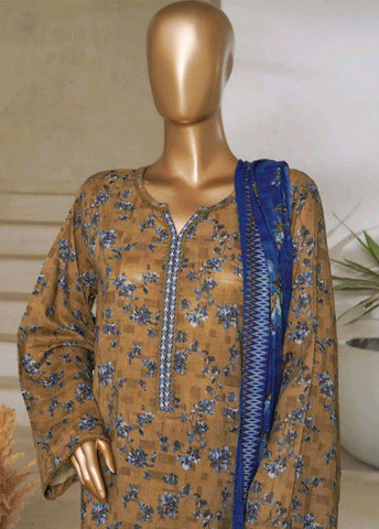 Bin Saeed Fabric - NSM-0182-PR R1-4- 3 Piece Printed Stitched Suit