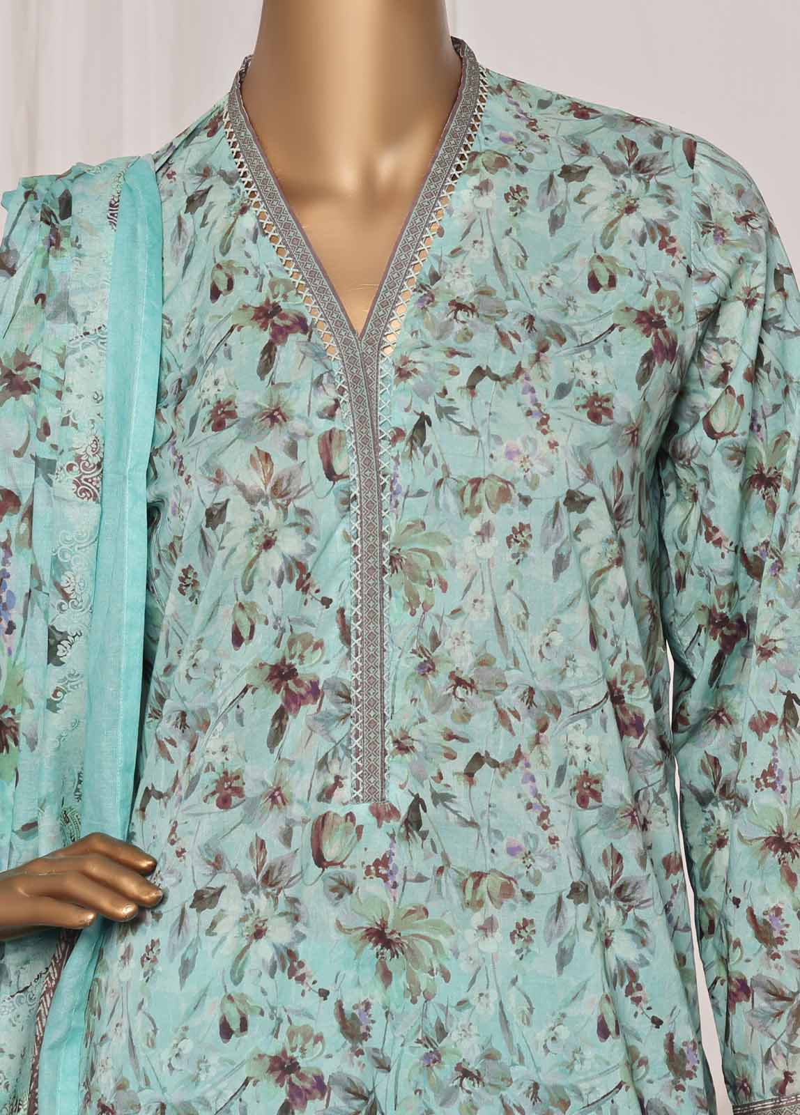 Bin Saeed Fabric - NSM-0183-PR R1-4- 3 Piece Printed Stitched Suit