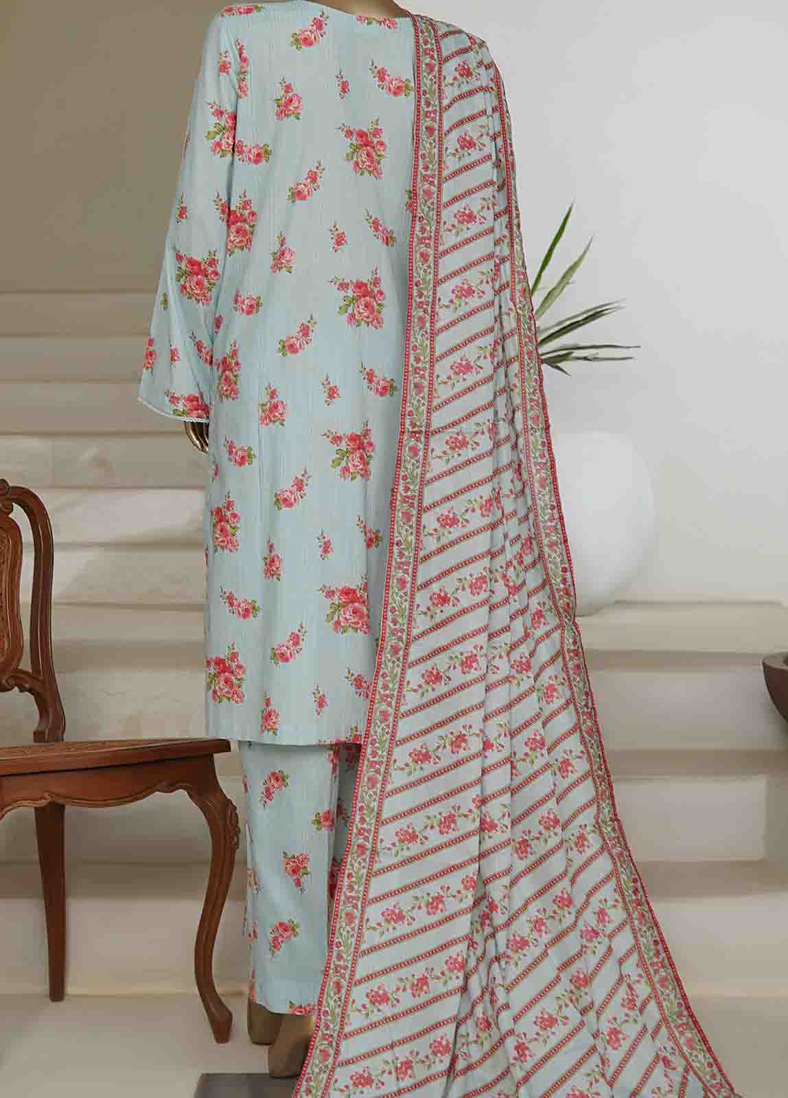 NSM-0184-PR R10-11- 3 Piece Printed Cotton Stitched Suit