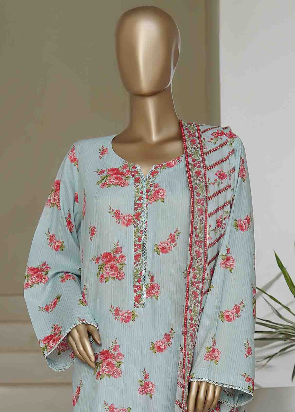 Bin Saeed Fabric - NSM-0184-PR R10-11- 3 Piece Printed Cotton Stitched Suit