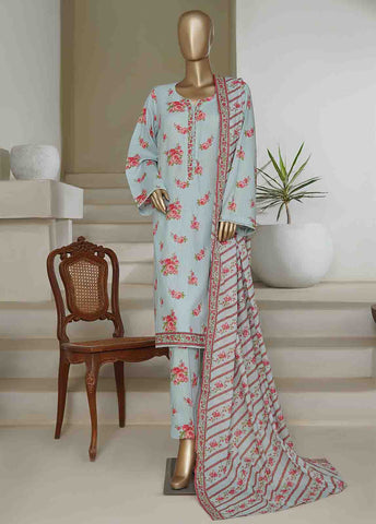 Bin Saeed Fabric - NSM-0184-PR R10-11- 3 Piece Printed Cotton Stitched Suit
