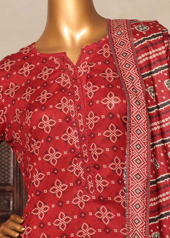 Bin Saeed Fabric - NSM-0191-PR-R2-5- 3 Piece Printed Stitched Suit