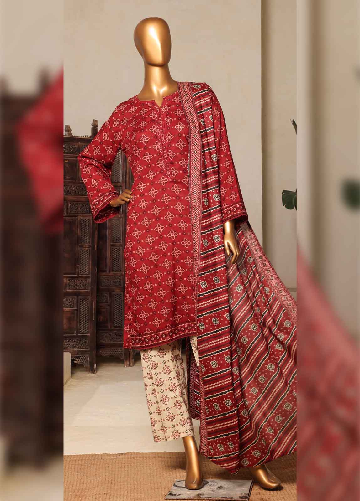 NSM-0191-PR-R2-5- 3 Piece Printed Stitched Suit