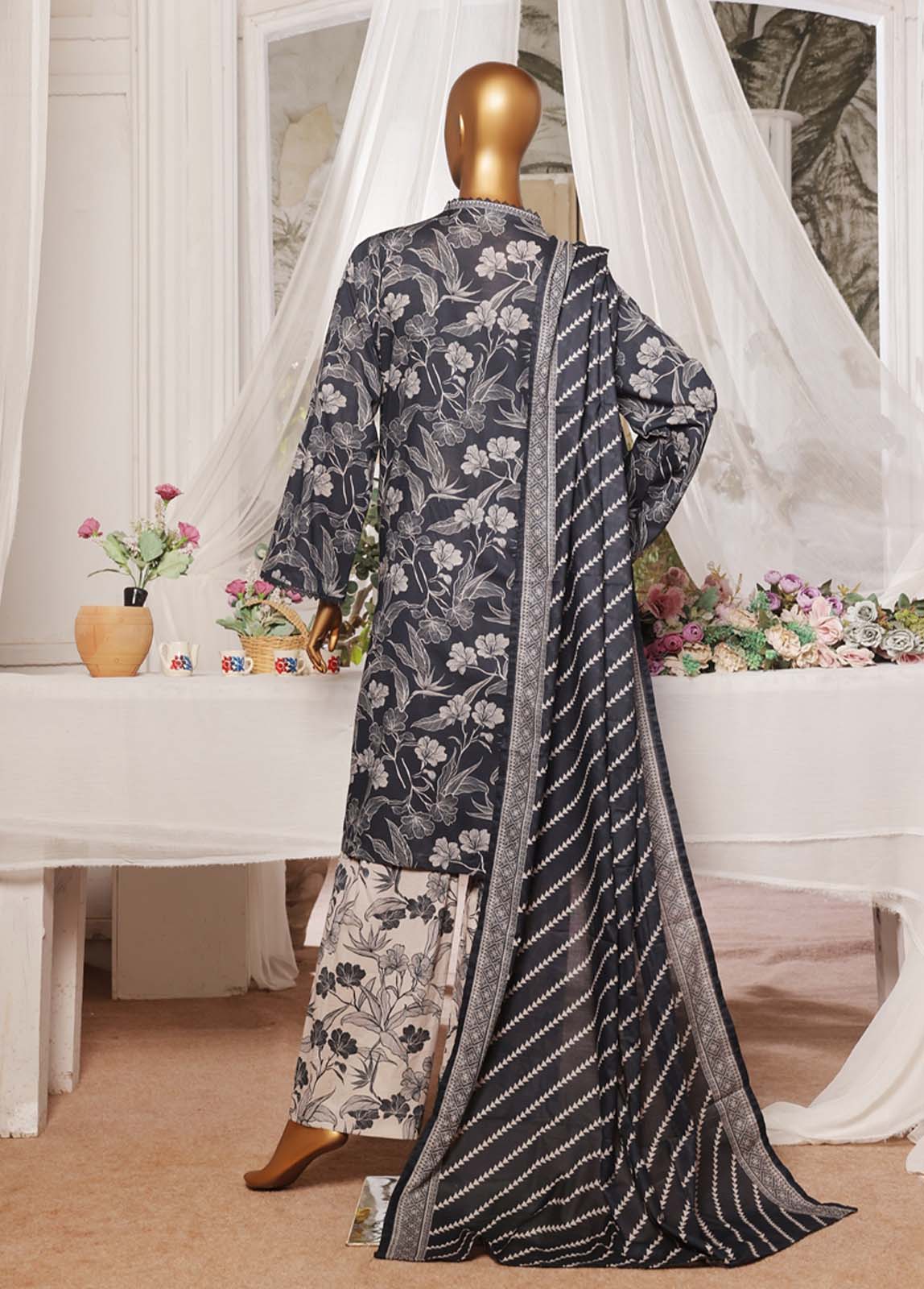 Bin Saeed Fabric - NSM-0194- 3 Piece Printed Stitched Suit
